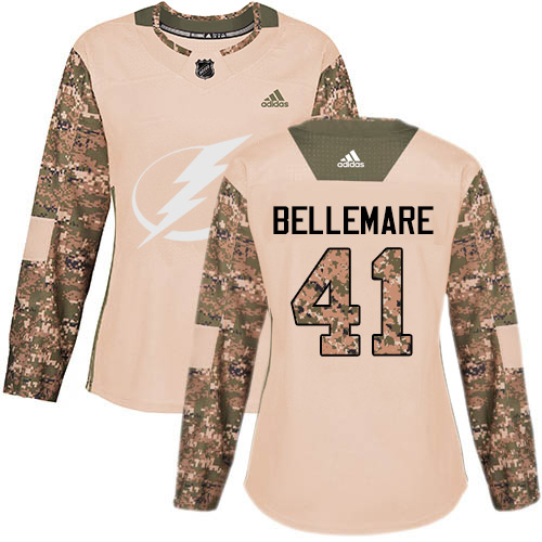 Adidas Lightning #41 Pierre-Edouard Bellemare Camo Women's Authentic 2017 Veterans Day Stitched NHL Jersey