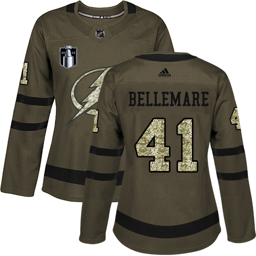 Adidas Lightning #41 Pierre-Edouard Bellemare Green Women's 2022 Stanley Cup Final Patch Salute to Service Stitched NHL Jersey