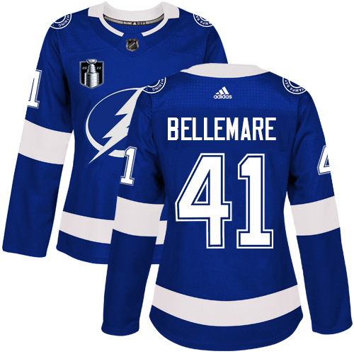 Adidas Lightning #41 Pierre-Edouard Bellemare Blue Women's 2022 Stanley Cup Final Patch Home Authentic Stitched NHL Jersey