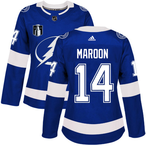 Adidas Lightning #14 Pat Maroon Blue Women's 2022 Stanley Cup Final Patch Home Authentic Stitched NHL Jersey