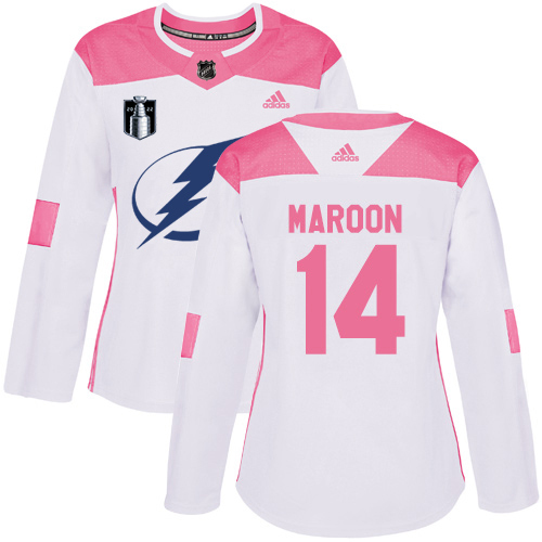 Adidas Lightning #14 Pat Maroon White/Pink 2022 Stanley Cup Final Patch Authentic Fashion Women's Stitched NHL Jersey