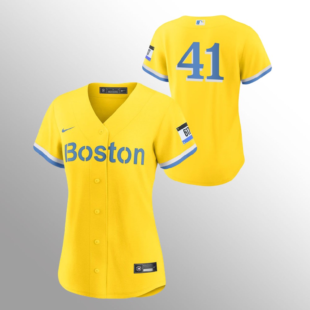 Boston Red Sox #41 Chris Sale Women's Nike 2021 City Connect Gold Fans Version MLB Jersey - No Name