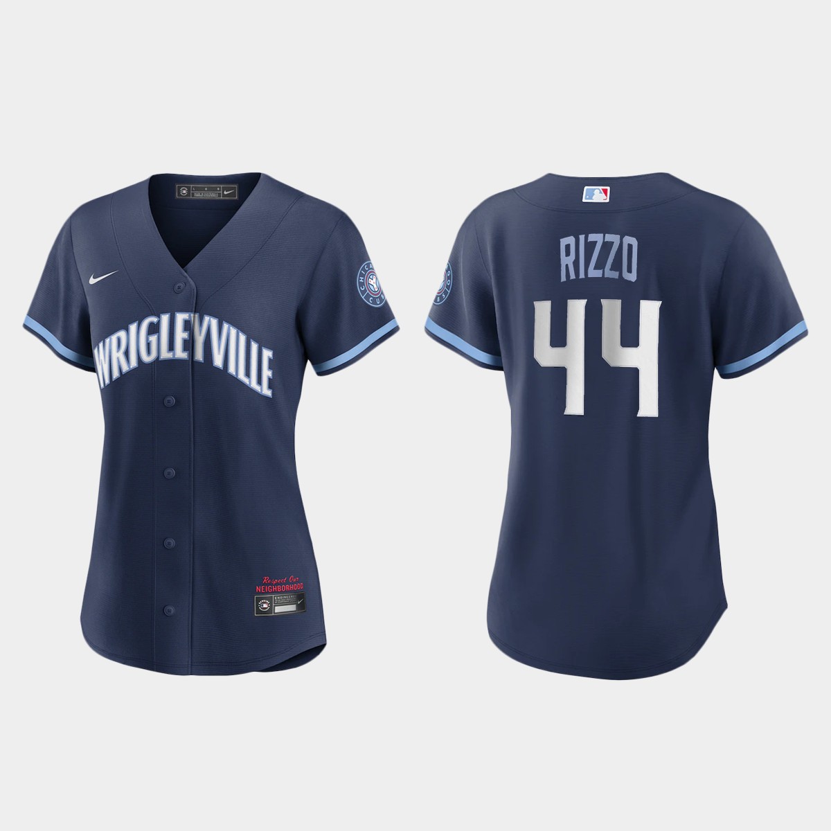 Chicago Cubs #44 Anthony Rizzo Women's Nike 2021 City Connect Navy MLB Jersey