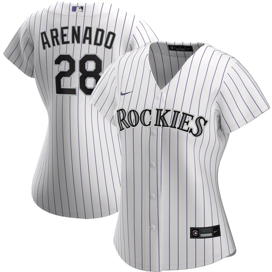 Colorado Rockies #28 Nolan Arenado Nike Women's Home 2020 MLB Player Jersey White