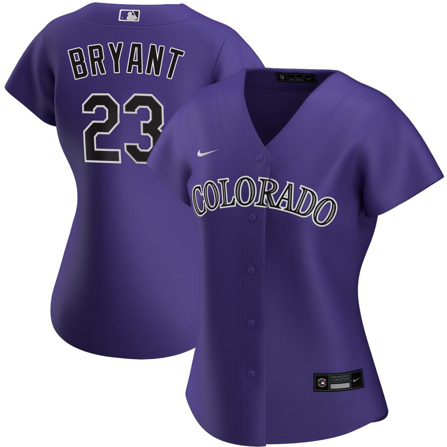 Colorado Rockies #23 Kris Bryant Nike Women's Alternate 2020 MLB Player Jersey - Purple