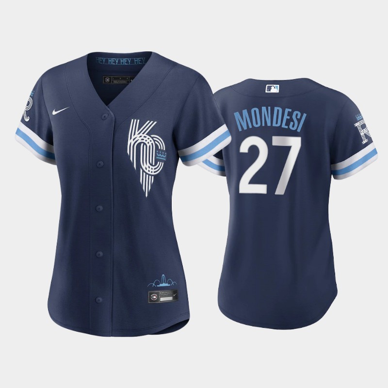 Kansas City Royals #27 Adalberto Mondesi Women's Replica 2022 City Connect Navy Jersey