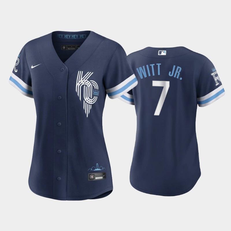 Kansas City Royals #7 Bobby Witt Jr. Women's Replica 2022 City Connect Navy Jersey