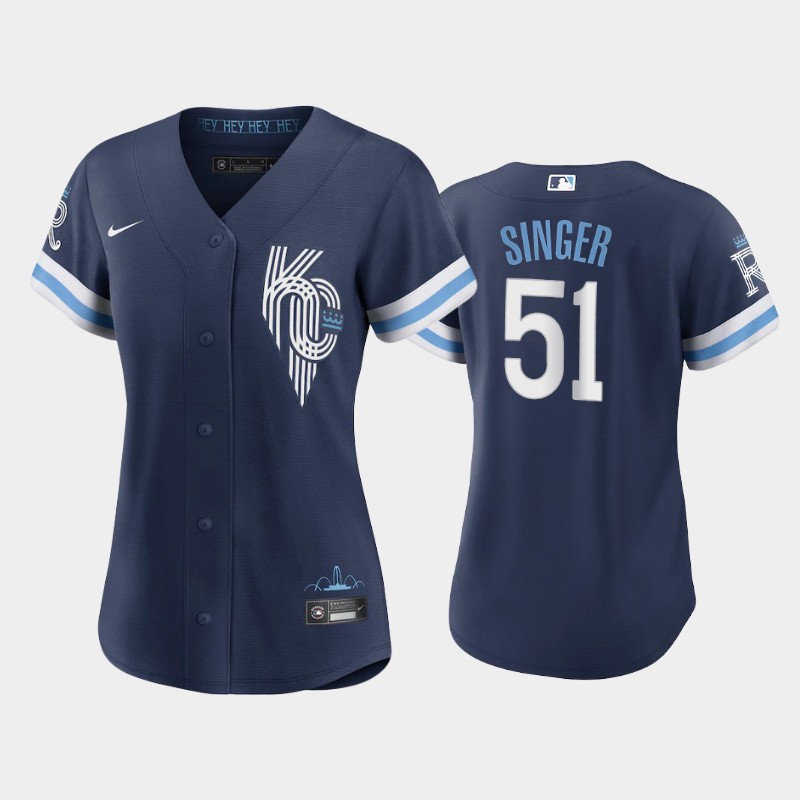 Kansas City Royals #51 Brady Singer Women's Replica 2022 City Connect Navy Jersey