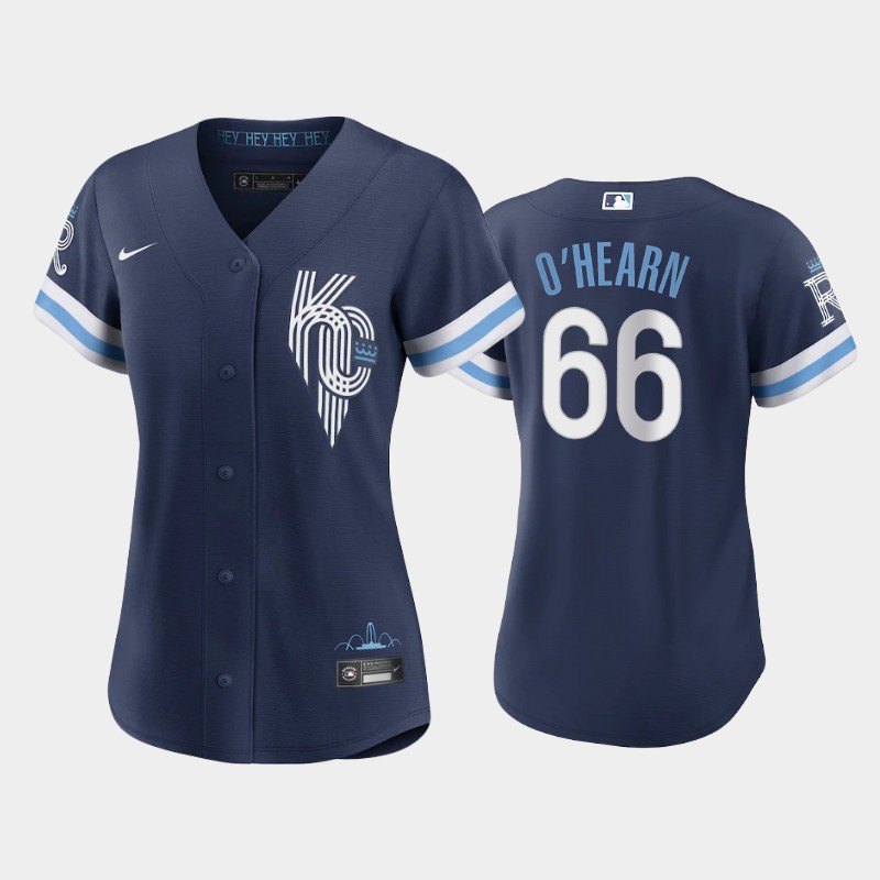 Kansas City Royals #66 Ryan O'Hearn Women's Replica 2022 City Connect Navy Jersey