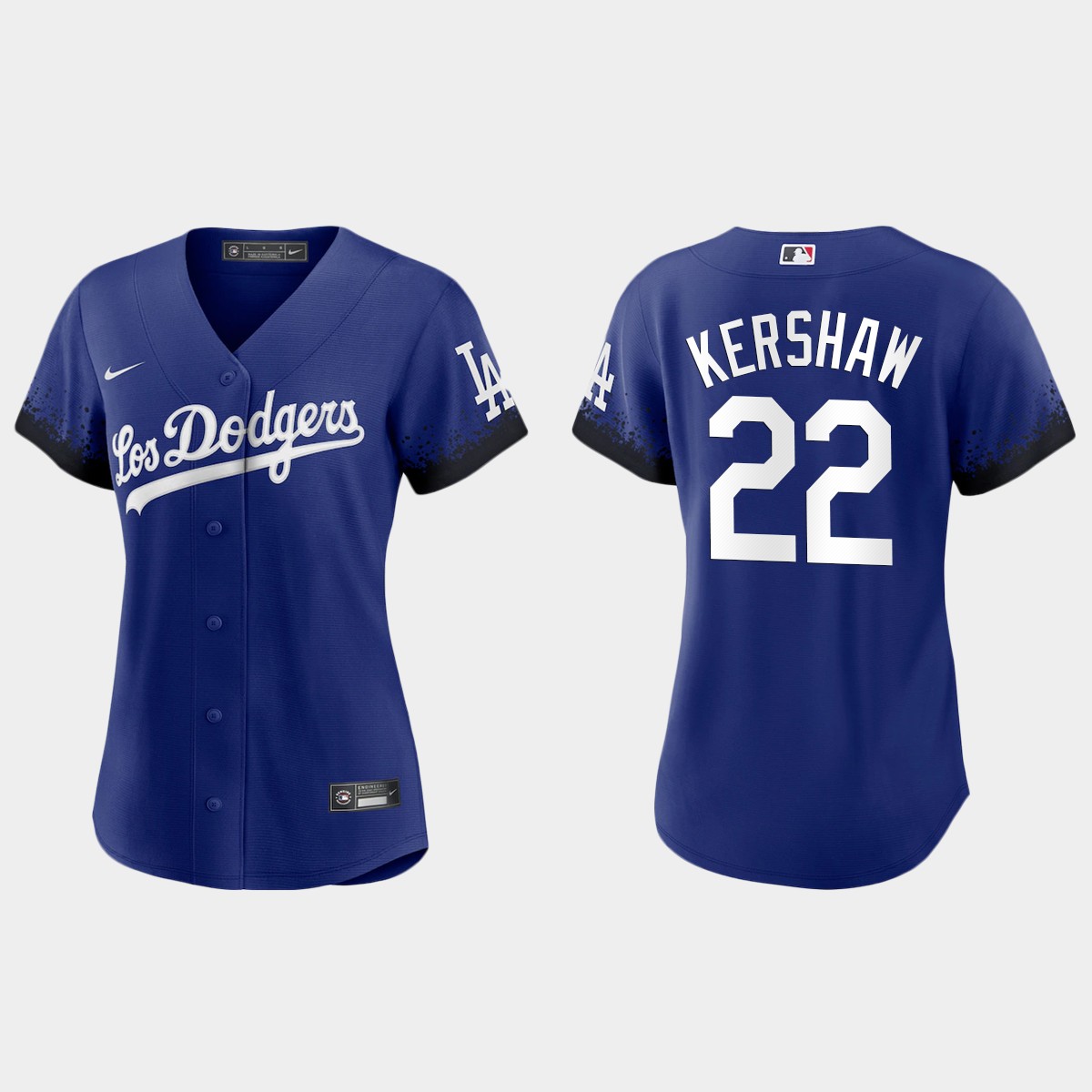 Los Angeles Dodgers #22 Clayton Kershaw Nike Women's 2021 City Connect MLB Jersey Royal