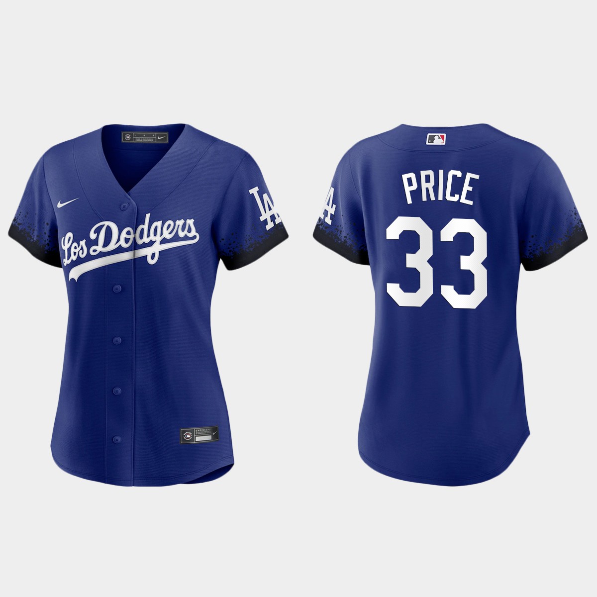 Los Angeles Dodgers #33 David Price Nike Women's 2021 City Connect MLB Jersey Royal