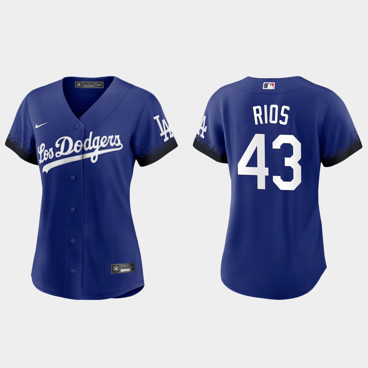 Los Angeles Dodgers #43 Edwin Rios Nike Women's 2021 City Connect MLB Jersey Royal