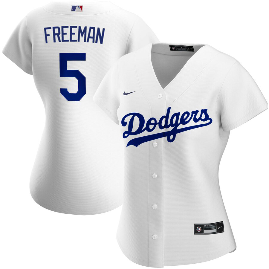 Los Angeles Dodgers #5 Freddie Freeman Nike Women's Home 2020 MLB Player Jersey - White