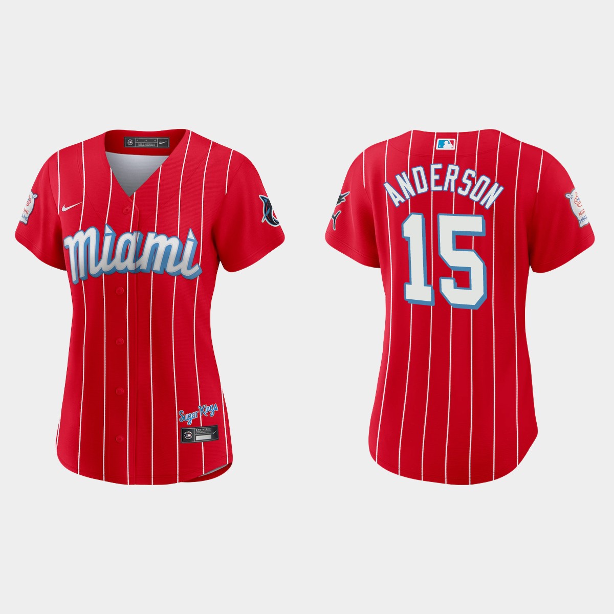 Miami Marlins #15 Brian Anderson Women's Nike 2021 City Connect Authentic MLB Jersey Red