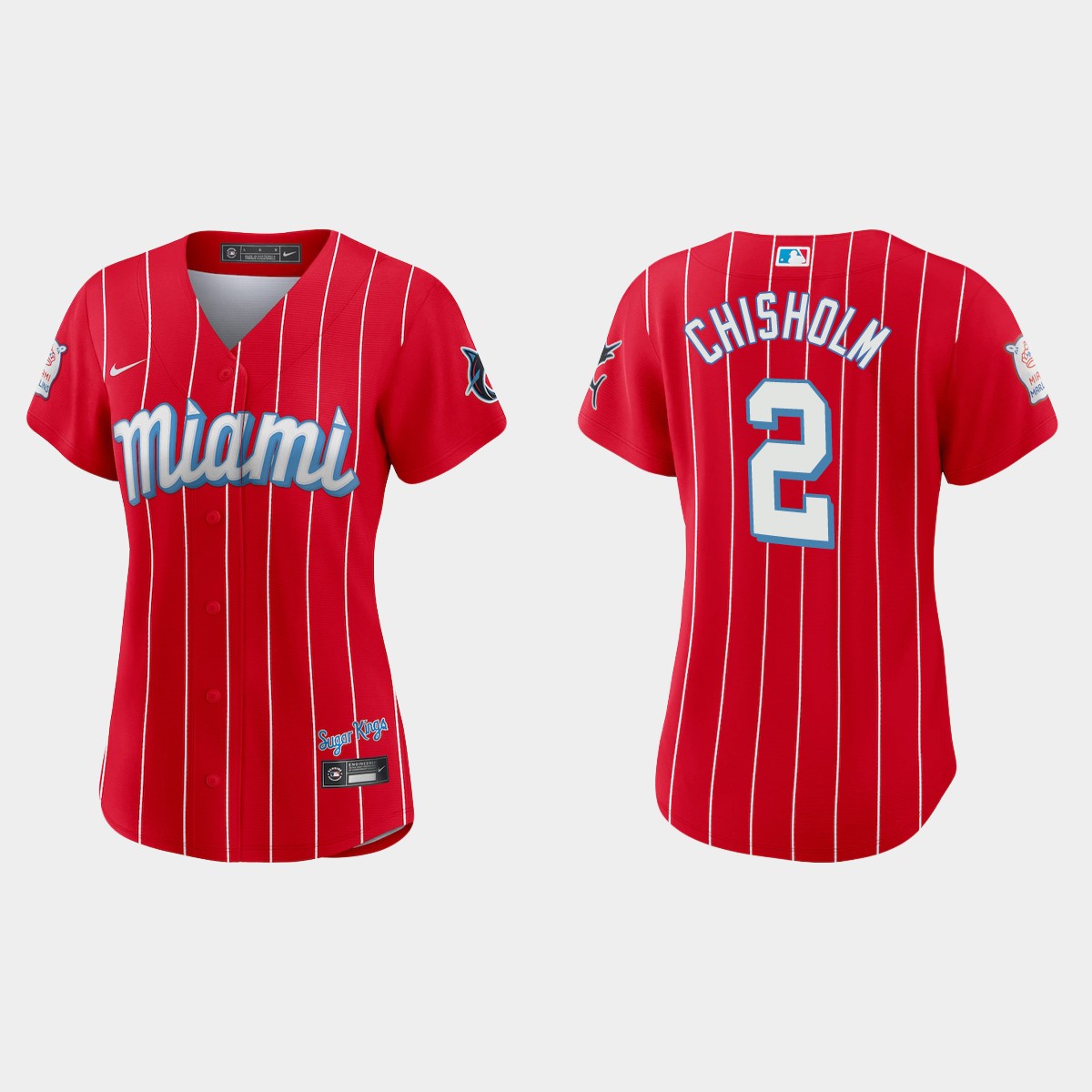 Miami Marlins #2 Jazz Chisholm Jr. Women's Nike 2021 City Connect Authentic MLB Jersey Red