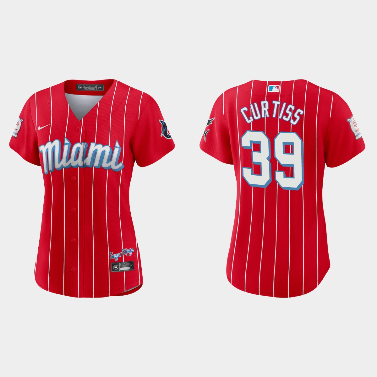 Miami Marlins #39 John Curtiss Women's Nike 2021 City Connect Authentic MLB Jersey Red