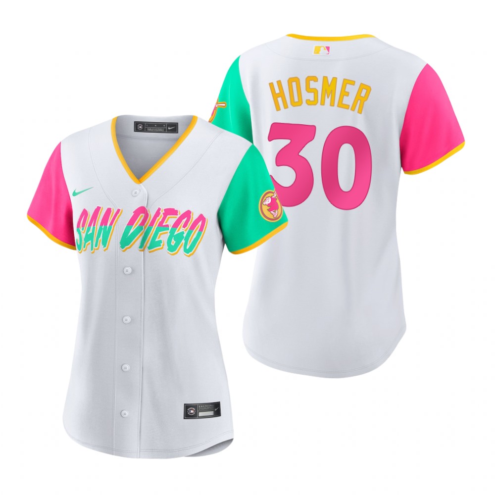 San Diego Padres #30 Eric Hosmer 2022 City Connect Women's Nike Games Jersey - White