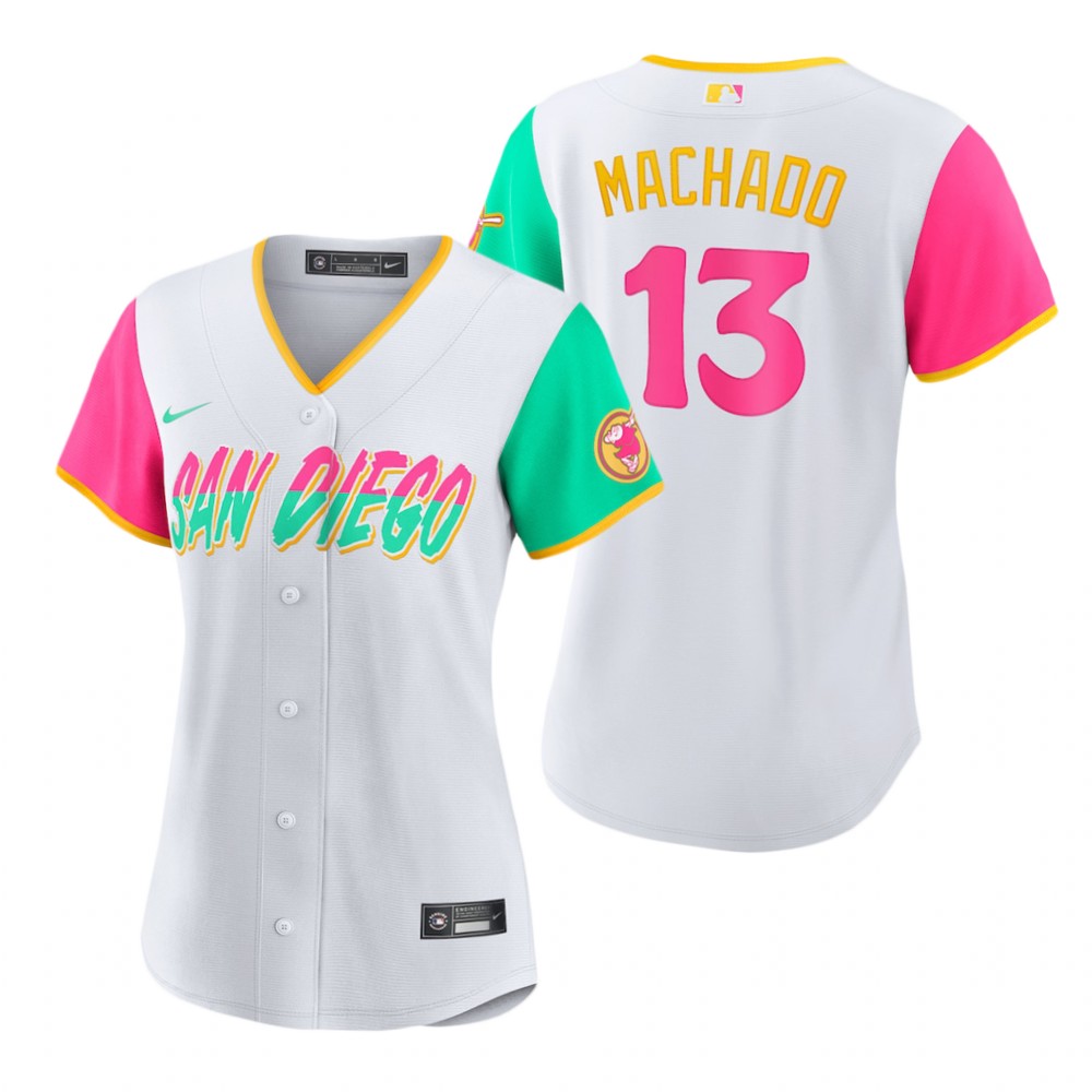 San Diego Padres #13 Manny Machado 2022 City Connect Women's Nike Games Jersey - White