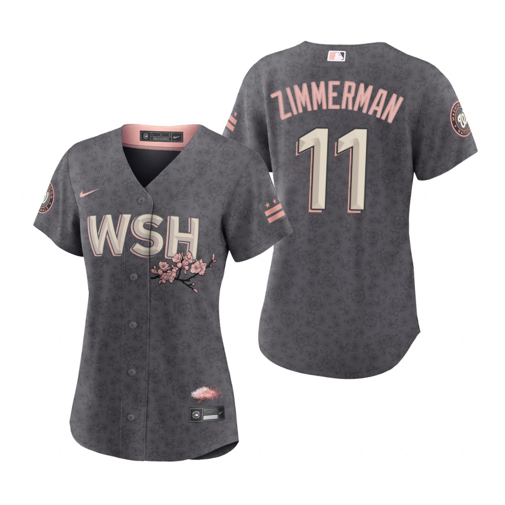 Washington Nationals #11 Ryan Zimmerman Women's Nike Gray 2022 City Connect Replica Jersey