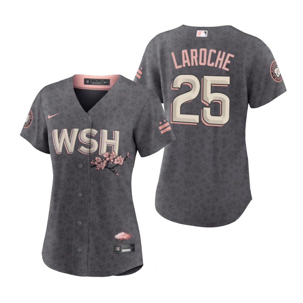 Washington Nationals #25 Adam LaRoche Women's Nike Gray 2022 City Connect Replica Jersey