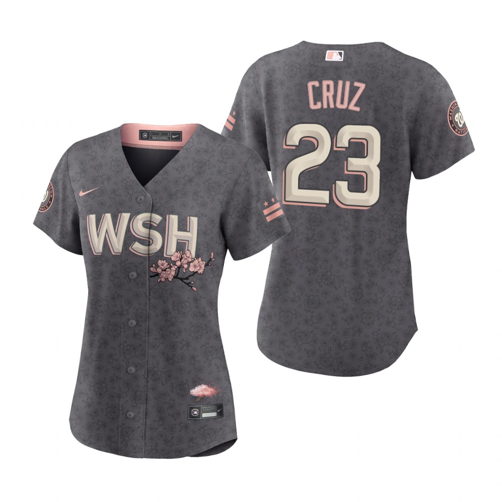 Washington Nationals #23 Nelson Cruz Women's Nike Gray 2022 City Connect Replica Jersey