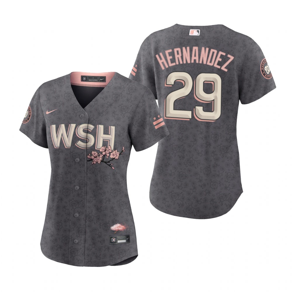 Washington Nationals #29 Yadiel Hernandez Women's Nike Gray 2022 City Connect Replica Jersey