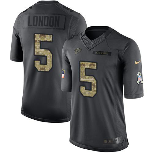 Nike Falcons #5 Drake London Black Stitched Women's NFL Limited 2016 Salute to Service Jersey