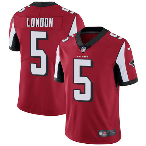 Nike Falcons #5 Drake London Red Team Color Stitched Women's NFL Vapor Untouchable Limited Jersey