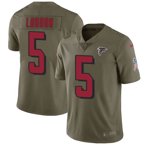 Nike Falcons #5 Drake London Olive Stitched Women's NFL Limited 2017 Salute To Service Jersey