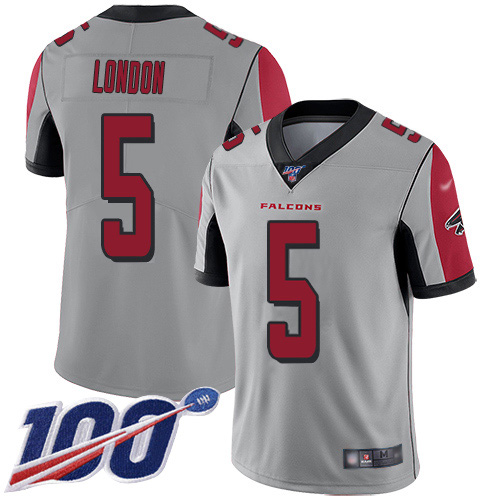 Nike Falcons #5 Drake London Silver Stitched Women's NFL Limited Inverted Legend 100th Season Jersey