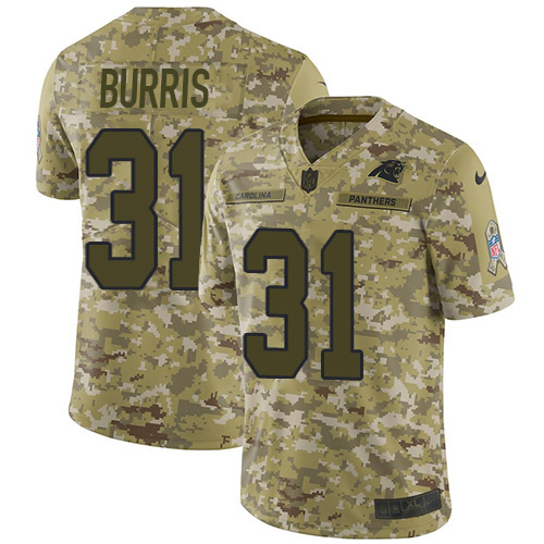 Nike Panthers #31 Juston Burris Camo Youth Stitched NFL Limited 2018 Salute To Service Jersey