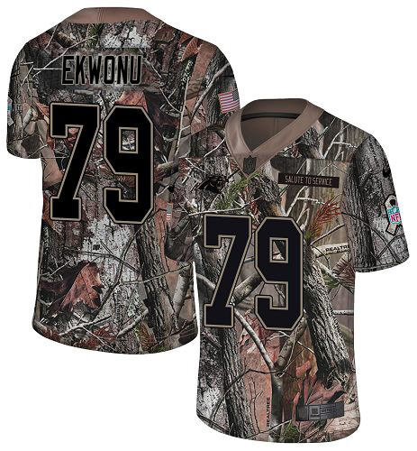 Nike Panthers #79 Ikem Ekwonu Camo Youth Stitched NFL Limited Rush Realtree Jersey