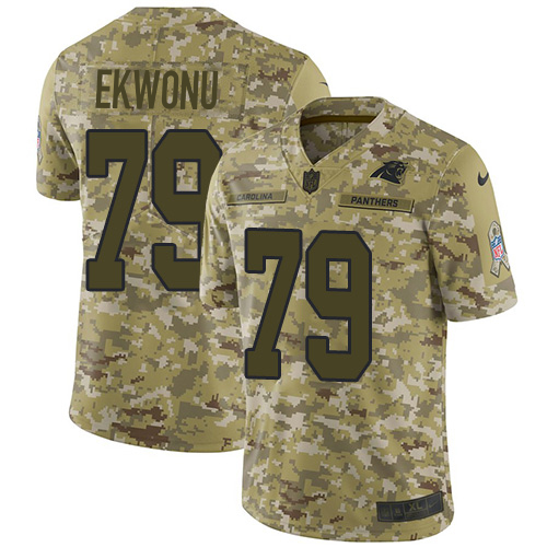 Nike Panthers #79 Ikem Ekwonu Camo Youth Stitched NFL Limited 2018 Salute To Service Jersey