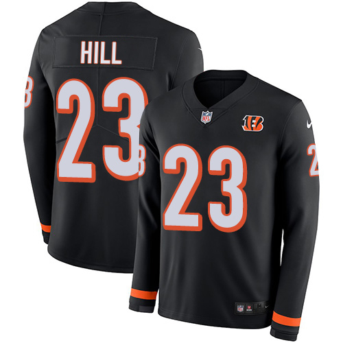 Nike Bengals #23 Daxton Hill Black Team Color Youth Stitched NFL Limited Therma Long Sleeve Jersey