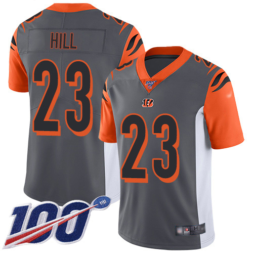 Nike Bengals #23 Daxton Hill Silver Youth Stitched NFL Limited Inverted Legend 100th Season Jersey