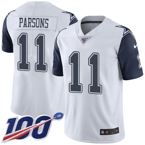 Nike Cowboys #11 Micah Parsons White Youth Stitched NFL Limited Rush 100th Season Jersey