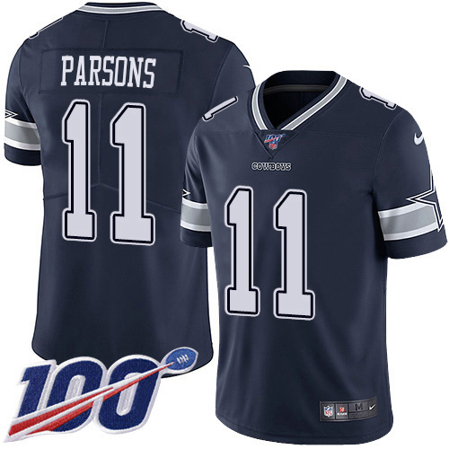 Nike Cowboys #11 Micah Parsons Navy Blue Team Color Youth Stitched NFL 100th Season Vapor Untouchable Limited Jersey