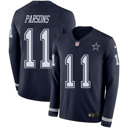 Nike Cowboys #11 Micah Parsons Navy Blue Team Color Youth Stitched NFL Limited Therma Long Sleeve Jersey