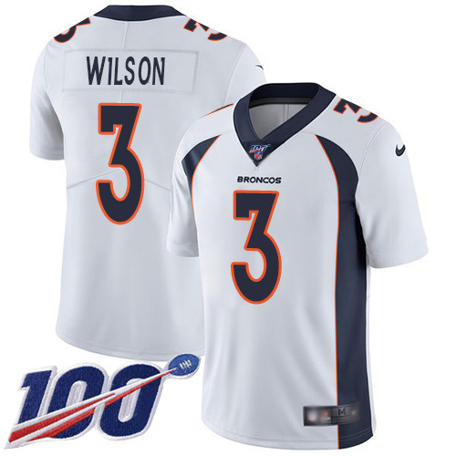 Nike Broncos #3 Russell Wilson White Men's Stitched NFL 100th Season Vapor Untouchable Limited Jersey