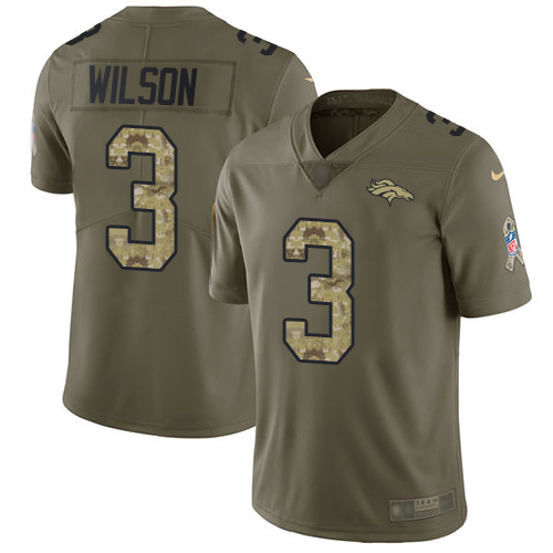 Nike Broncos #3 Russell Wilson Olive/Camo Men's Stitched NFL Limited 2017 Salute To Service Jersey