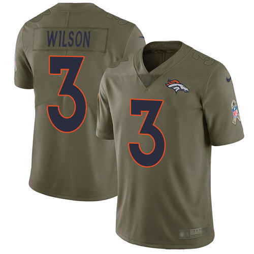 Nike Broncos #3 Russell Wilson Olive Men's Stitched NFL Limited 2017 Salute to Service Jersey