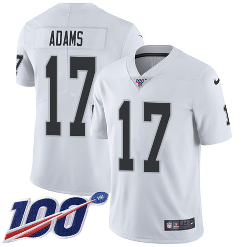 Nike Raiders #17 Davante Adams White Men's Stitched NFL 100th Season Vapor Limited Jersey