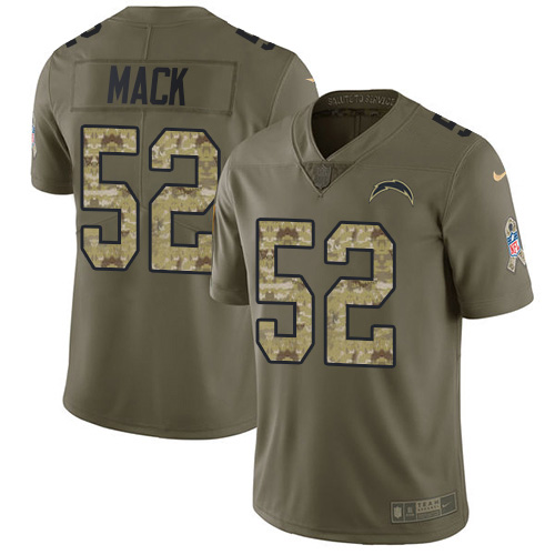 Nike Chargers #52 Khalil Mack Olive/Camo Youth Stitched NFL Limited 2017 Salute To Service Jersey