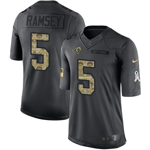 Nike Rams #5 Jalen Ramsey Black Youth Stitched NFL Limited 2016 Salute to Service Jersey