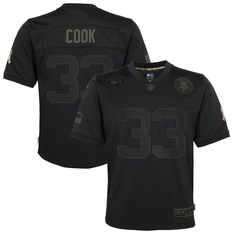 Minnesota Vikings #33 Dalvin Cook Nike Youth 2020 Salute to Service Game Jersey Black