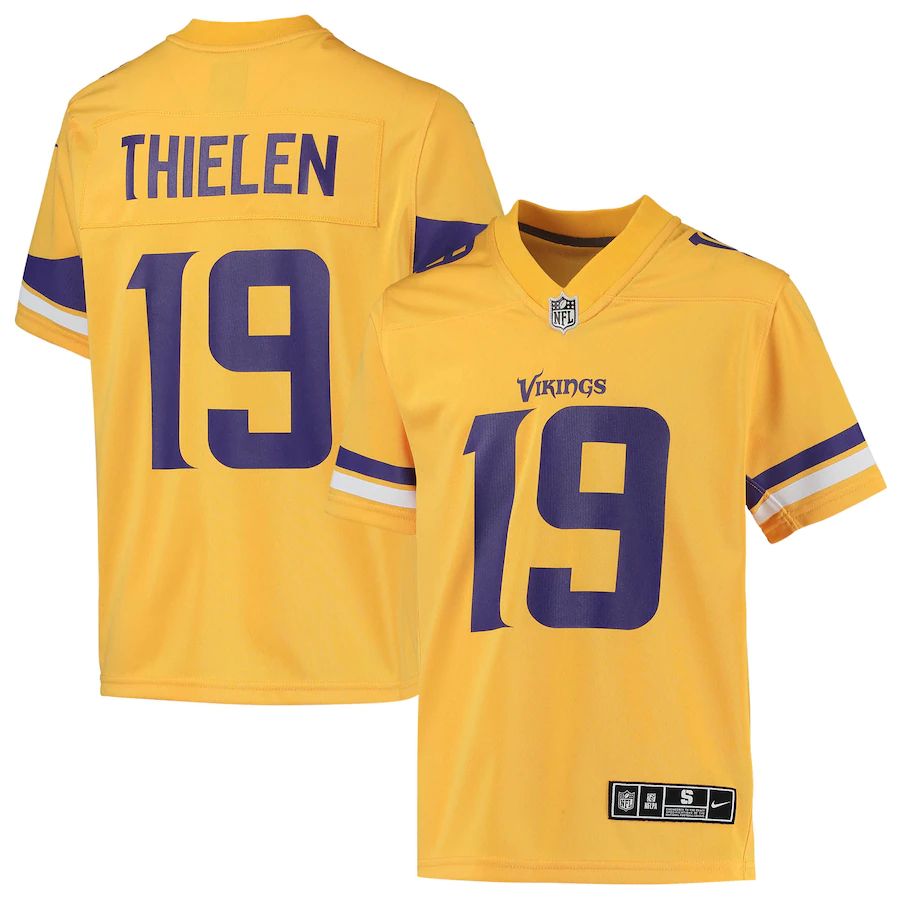 Minnesota Vikings #19 Adam Thielen Nike Youth Gold Inverted Team Game Jersey