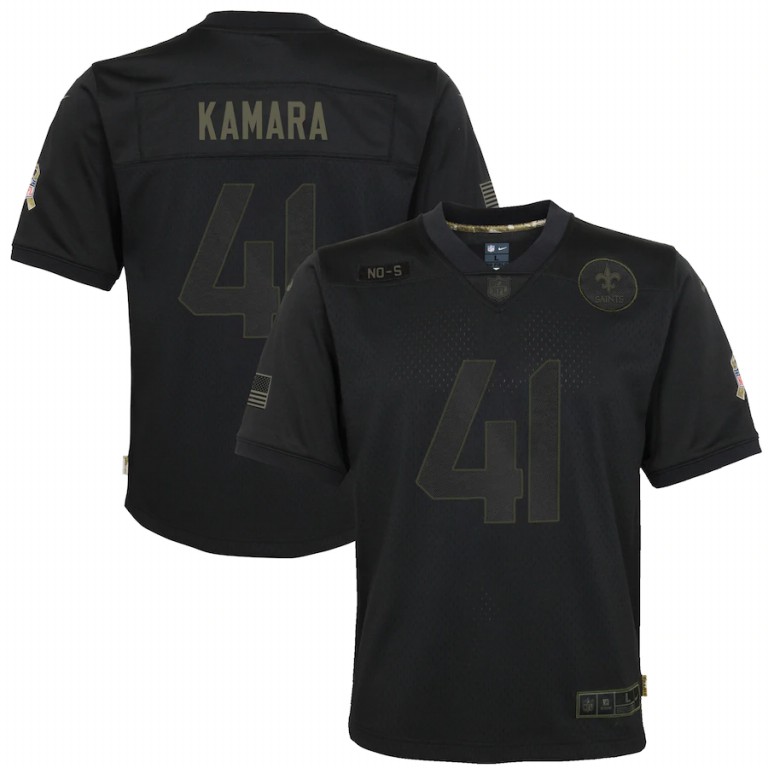 New Orleans Saints #41 Alvin Kamara Nike Youth 2020 Salute to Service Game Jersey Black