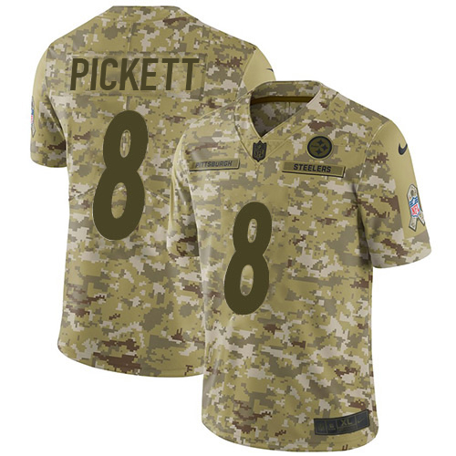 Nike Steelers #8 Kenny Pickett Camo Youth Stitched NFL Limited 2018 Salute To Service Jersey