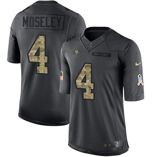 Nike 49ers #4 Emmanuel Moseley Black Youth Stitched NFL Limited 2016 Salute to Service Jersey