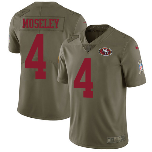 San Francisco 49ers #4 Emmanuel Moseley Olive Youth Stitched NFL Limited 2017 Salute To Service Jersey